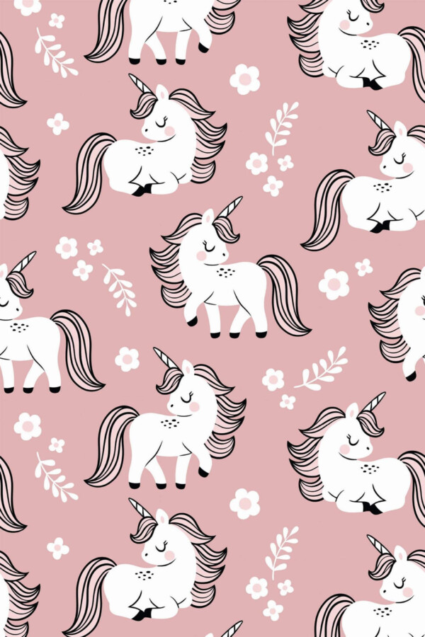 Pattern repeat of Girl nursery removable wallpaper design