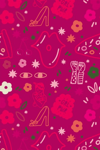 Pattern repeat of Girl power removable wallpaper design