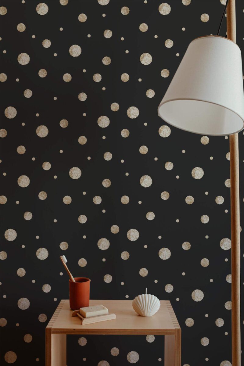 Minimal style bathroom decorated with Glitter dots peel and stick wallpaper