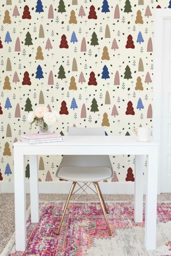 Yellow pine tree self-adhesive wallpaper by Fancy Walls