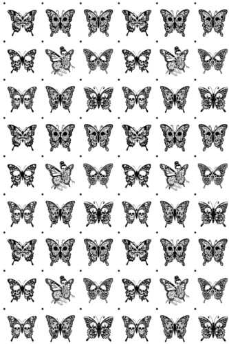 Fancy Walls self-adhesive wallpaper with black and white sugar skull butterflies