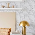 Modern style dining room decorated with Gray and white marble peel and stick wallpaper