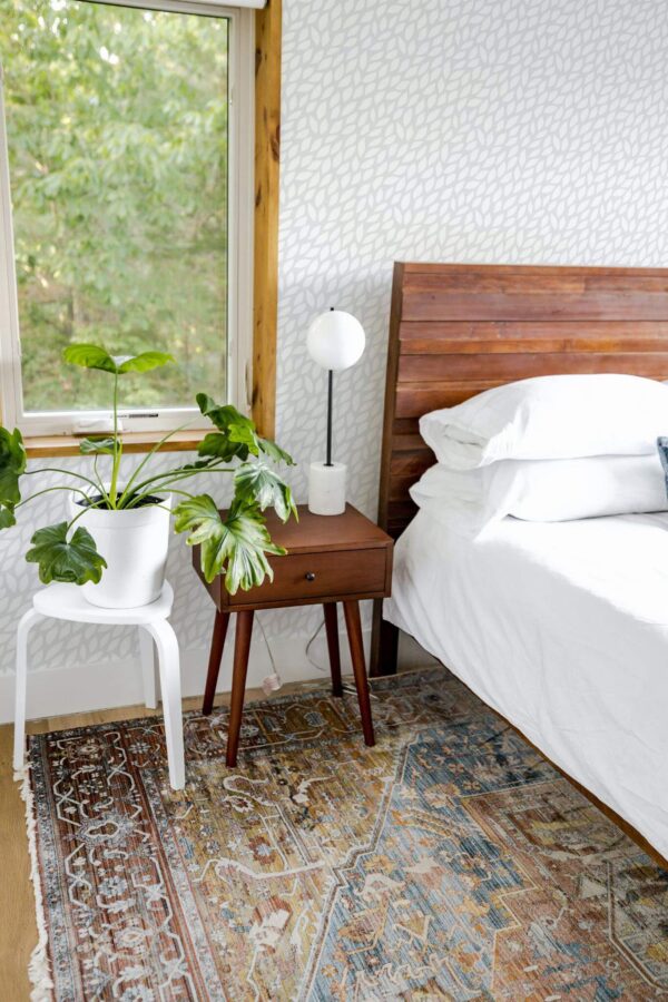 Rustic style bedroom decorated with Gray bathroom peel and stick wallpaper