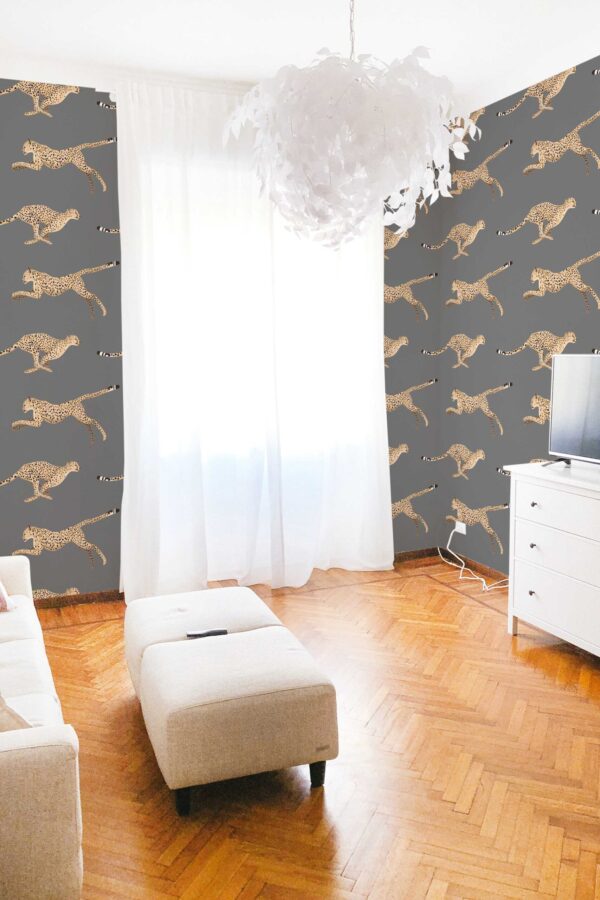 Fancy Walls Gray Cheetah self-adhesive wallpaper