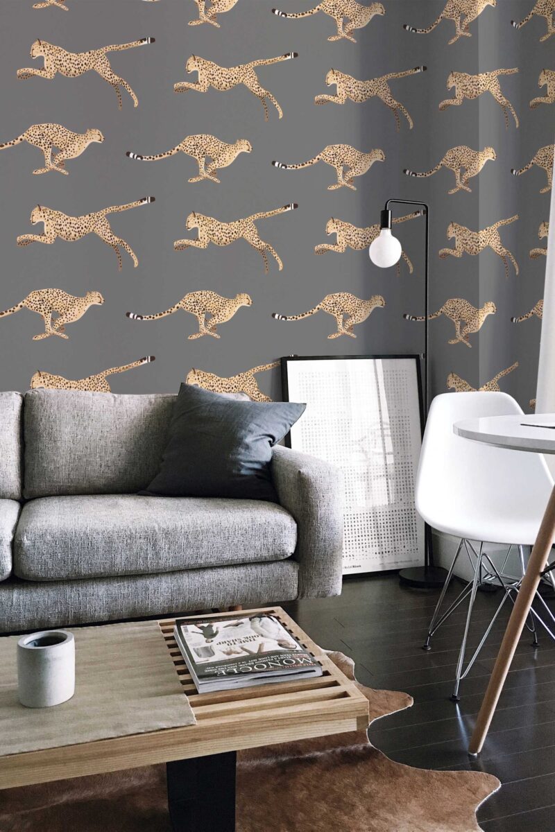 Fancy Walls Gray Cheetah peel and stick wallpaper