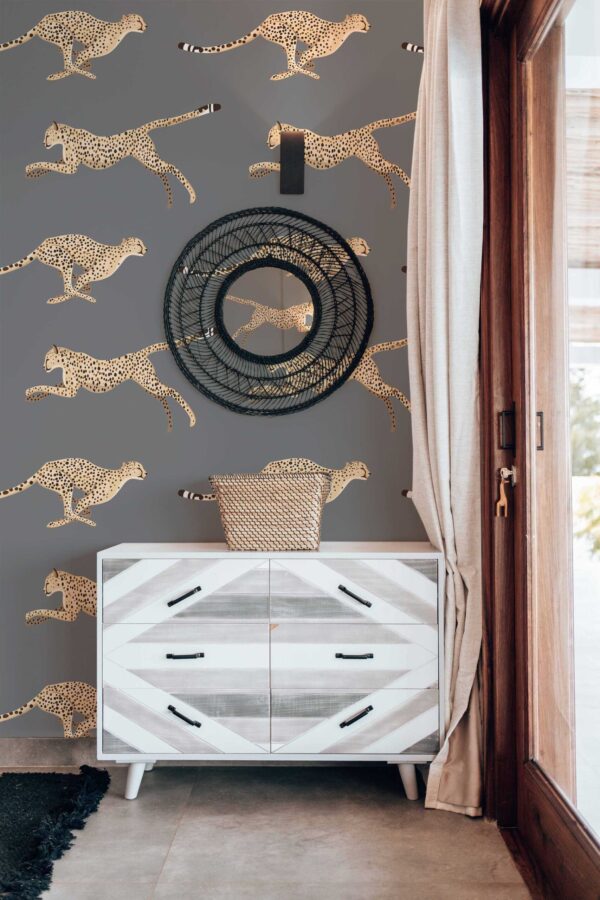 Fancy Walls Gray Cheetah traditional wallpaper