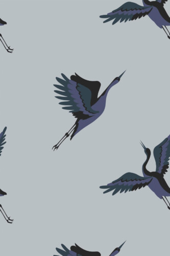 Pattern repeat of Gray crane bird removable wallpaper design