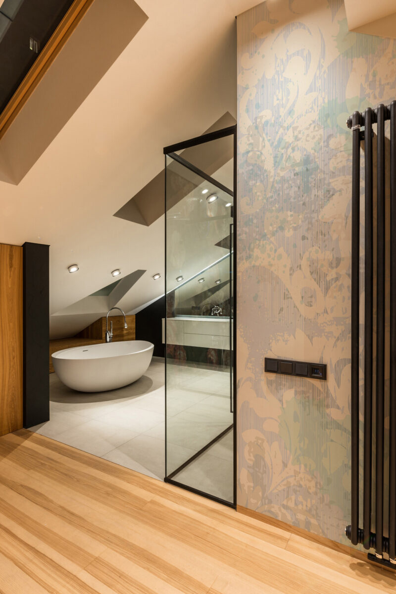 Retro Damask Wall Mural with ornate gray and yellow damask patterns in blue and beige details, perfect for bathrooms, vintage-inspired interiors, or classic accent walls.