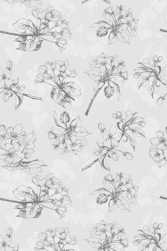 Pattern repeat of Gray floral removable wallpaper design