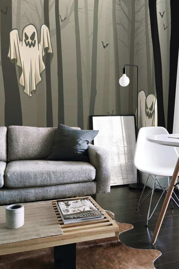 Gray forest mural by Fancy Walls wall mural peel and stick