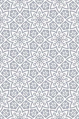 Pattern repeat of Gray geometric floral removable wallpaper design