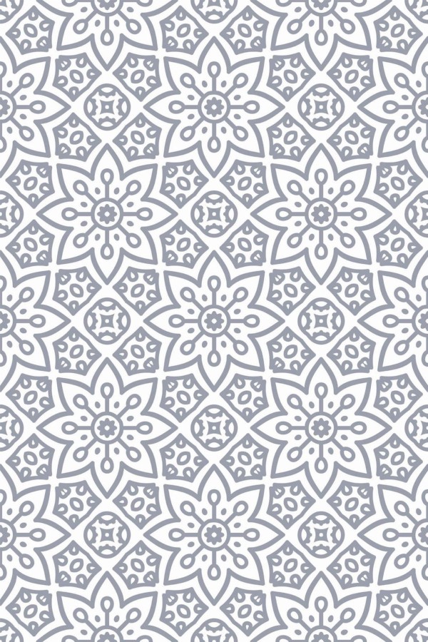Pattern repeat of Gray geometric floral removable wallpaper design