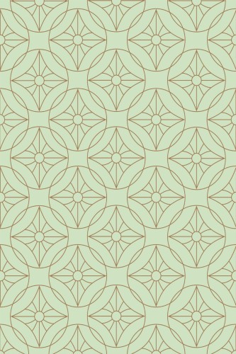 Pattern repeat of Green Art Deco geometric removable wallpaper design