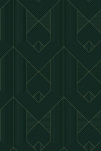 Pattern repeat of Green Art Deco geometric removable wallpaper design