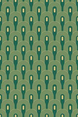 Pattern repeat of Green Art Deco removable wallpaper design
