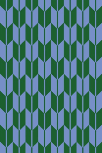 A close-up of the Herringbone Flow wallpaper shows detailed chevron-shaped columns in green and blue, forming an optical rhythm that suits vibrant cafes or accent walls. The retro-inspired geometry is ideal for eclectic interiors. Fancy Walls peel and stick or non-pasted wallpaper using GreenGuard certified inks.