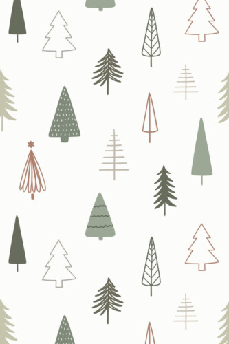 Pattern repeat of Green Christmas tree removable wallpaper design