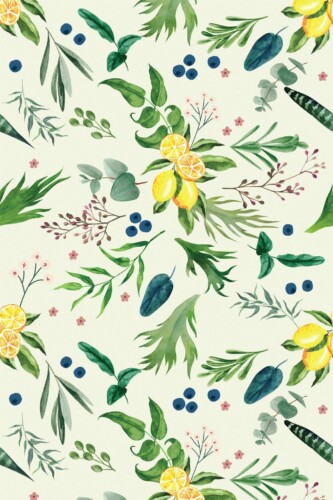Pattern repeat of Green Citrus Grove removable wallpaper design