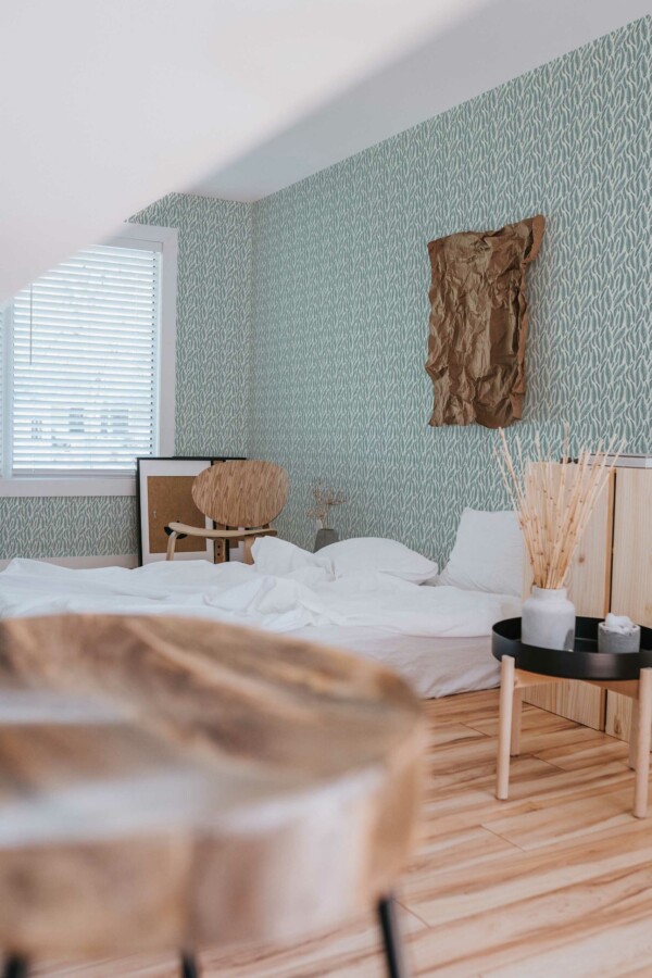 Self-adhesive Boho Green Essence wallpaper from Fancy Walls