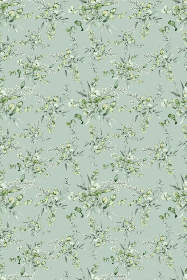Green Floral Elegance self-adhesive wallpaper by Fancy Walls
