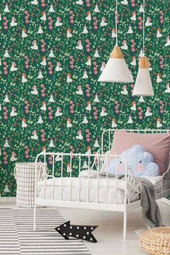 Fancy Walls green floral peel and stick wallpaper for girls room