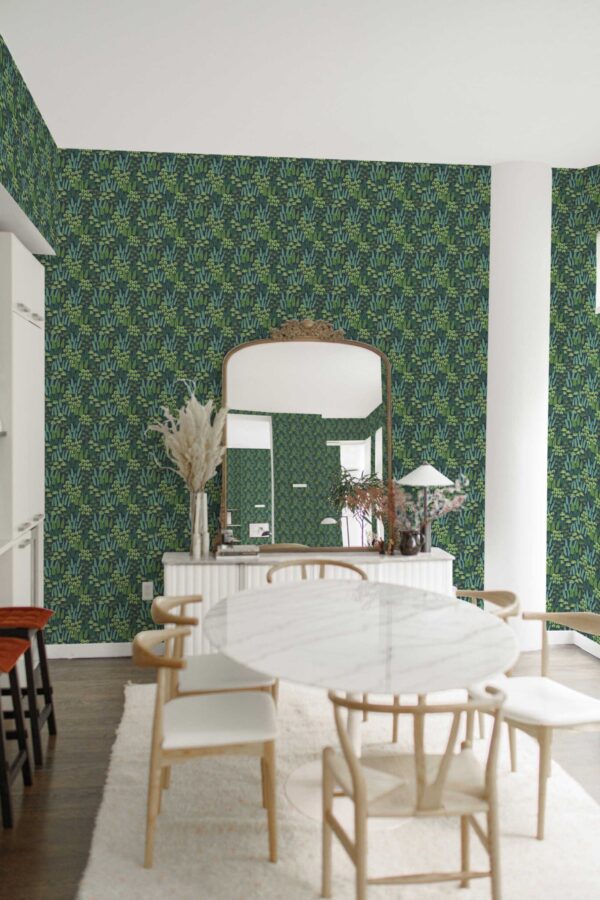 Fancy Walls green floral botanical wallpaper for dining room walls