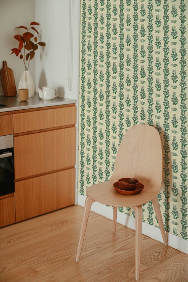 Green Vintage Floral Wallpaper