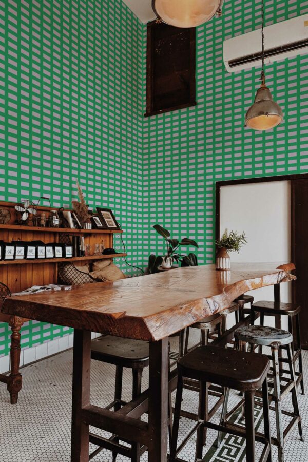 Green Geometric Essence Self-Adhesive Wallpaper by Fancy Walls