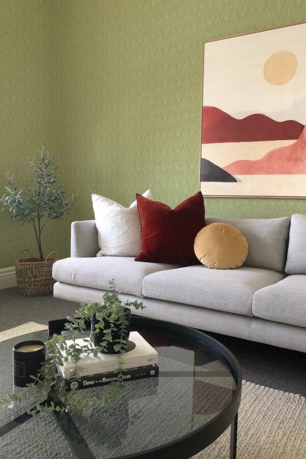 Green Art Deco Style Wallpaper