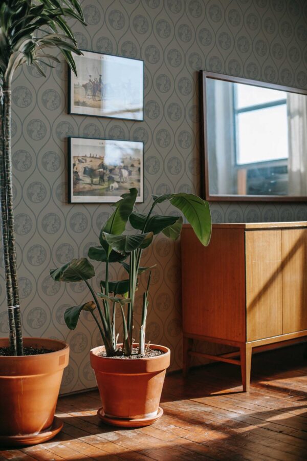 Fancy Walls removable wallpaper with a sophisticated Art Nouveau theme.