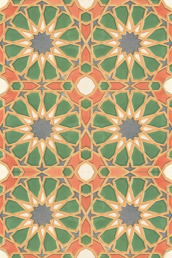 Fancy Walls Green Geometric wallpaper for Restaurant walls in Art deco style unpasted wallpaper.