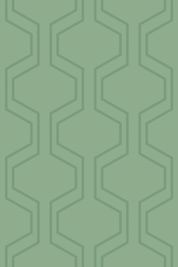 Pattern repeat of Green Geometric Sage removable wallpaper design