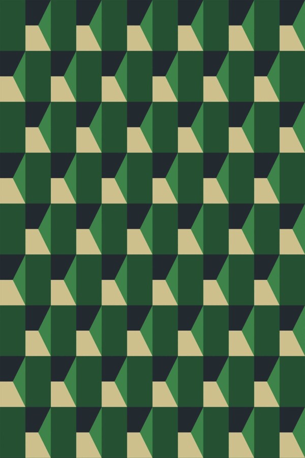 Traditional wallpaper with geometric pattern in green by Fancy Walls