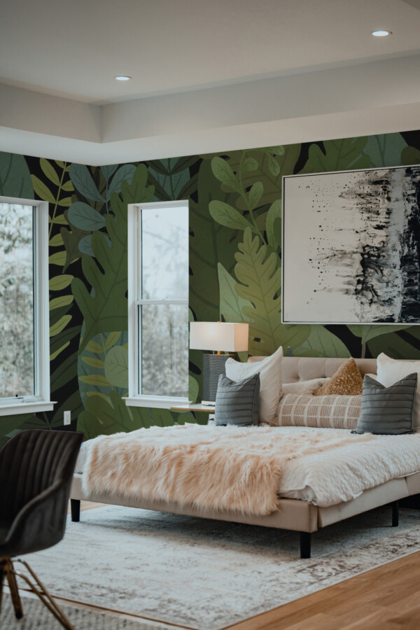 Fancy Walls Green Leaf Lush Rainforest wall mural peel and stick