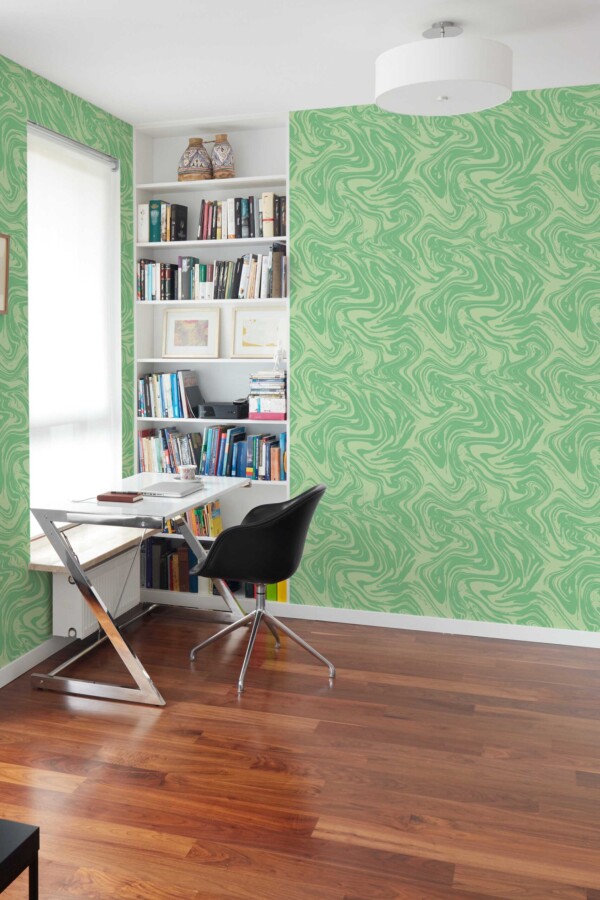 Vivid green liquid marble self-adhesive wallpaper by Fancy Walls