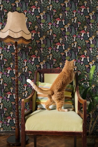 Fancy Walls removable wallpaper with playful green mushroom design