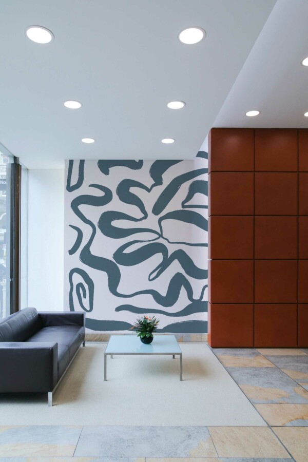 Mural for wall with abstract handdrawn lines by Fancy Walls