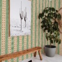 Fancy Walls traditional wallpaper inspired by vintage green stripes for a bold and dynamic look.