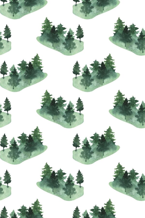 Fancy Walls traditional wallpaper watercolor green woodland scene