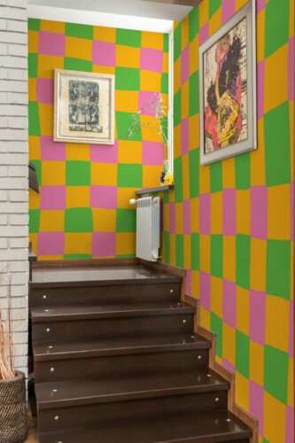 Colorful Groovy checker wall mural peel and stick by Fancy Walls