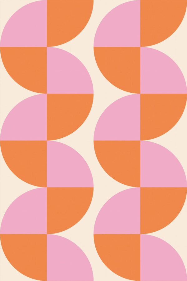 Pattern repeat of Groovy semi-circles removable wallpaper design