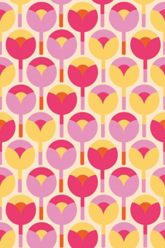 Pattern repeat of Groovy tulips removable wallpaper design