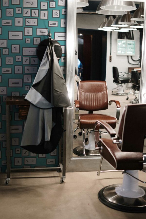 Turquoise Hairdresser Display self-adhesive wallpaper by Fancy Walls