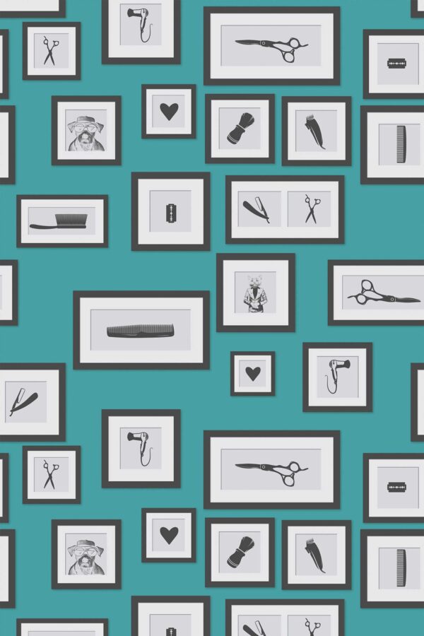 Fancy Walls Salon Aqua peel and stick wallpaper