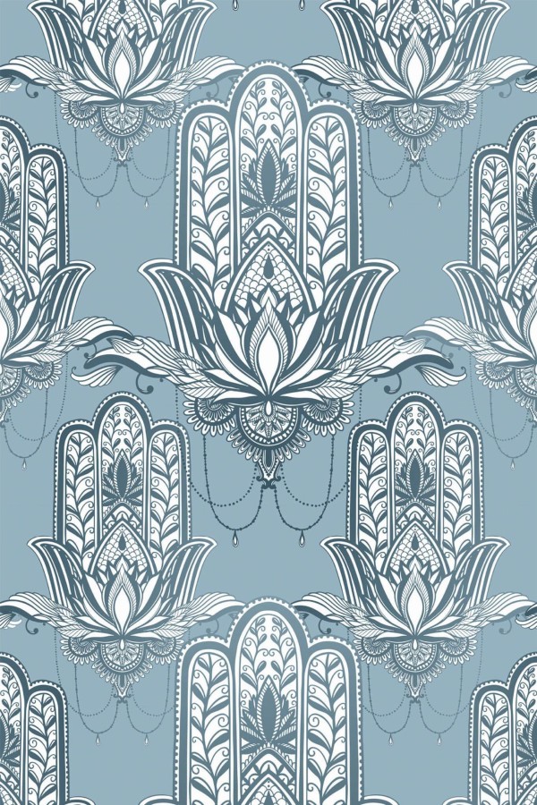 Pattern repeat of Hamsa hand removable wallpaper design