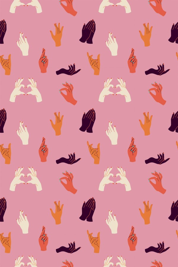 Pattern repeat of Hand gestures removable wallpaper design