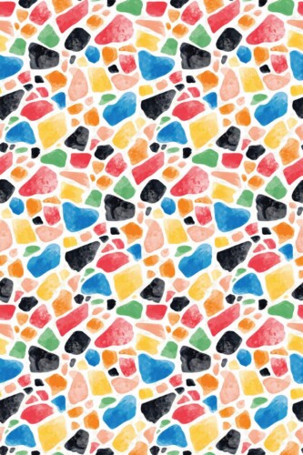 Pattern repeat of Hand painted terrazzo removable wallpaper design