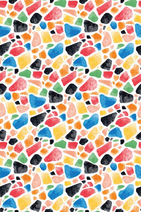Pattern repeat of Hand painted terrazzo removable wallpaper design