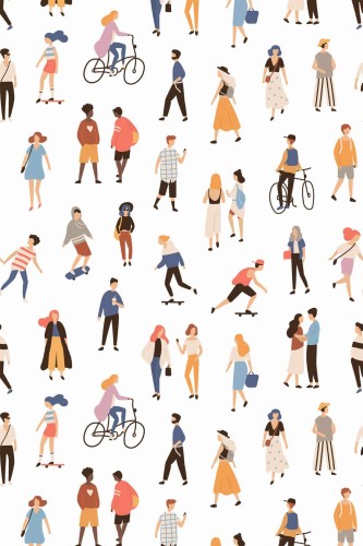 Pattern repeat of Happy people removable wallpaper design