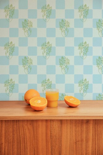 Traditional Blue Checkered Wallpaper for Walls